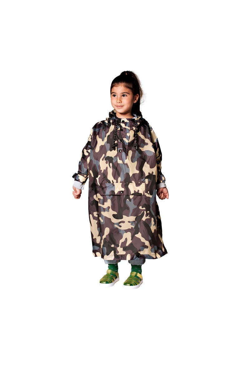 Kids Rain Poncho Jungle, Alternate, color, Camouflage