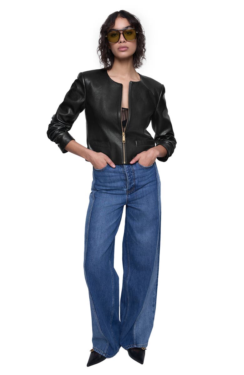 Rebecca Minkoff Paige Crop Leather Jacket, Alternate, color, 
