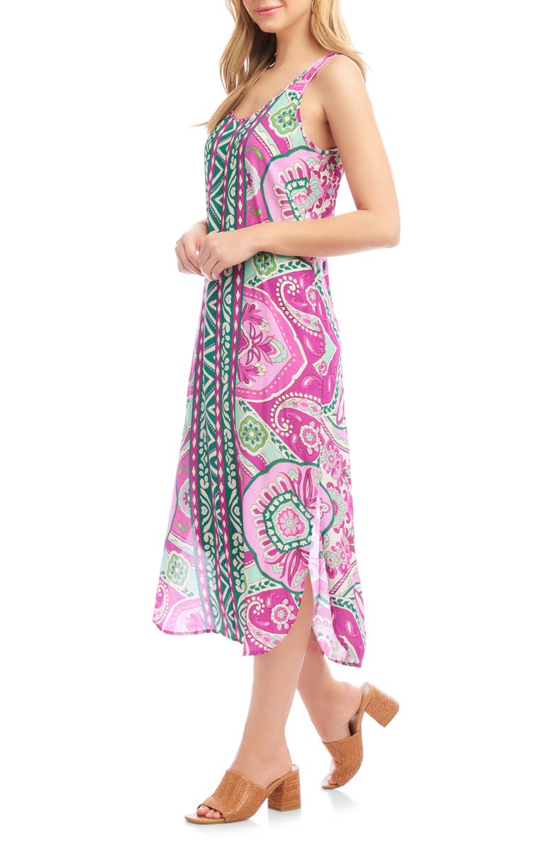 Karen Kane Print Side Slit Midi Tank Dress, Alternate, color, Print