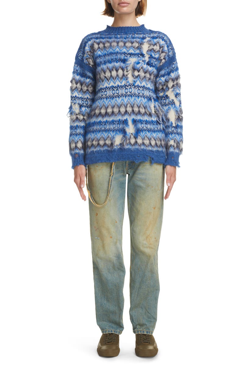 Maison Margiela Displaced Pocket Distressed Loose Fit Jeans, Alternate, color,