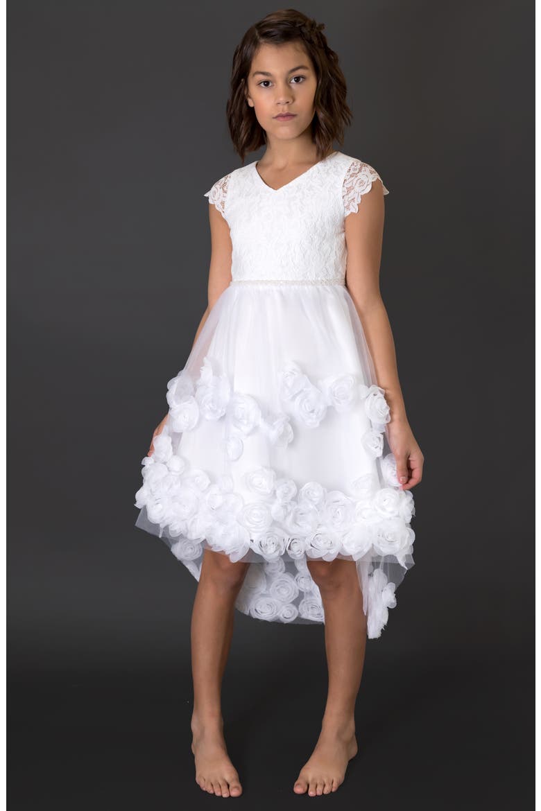 Flutter Sleeve High/Low Dress, Alternate, color, IVORY