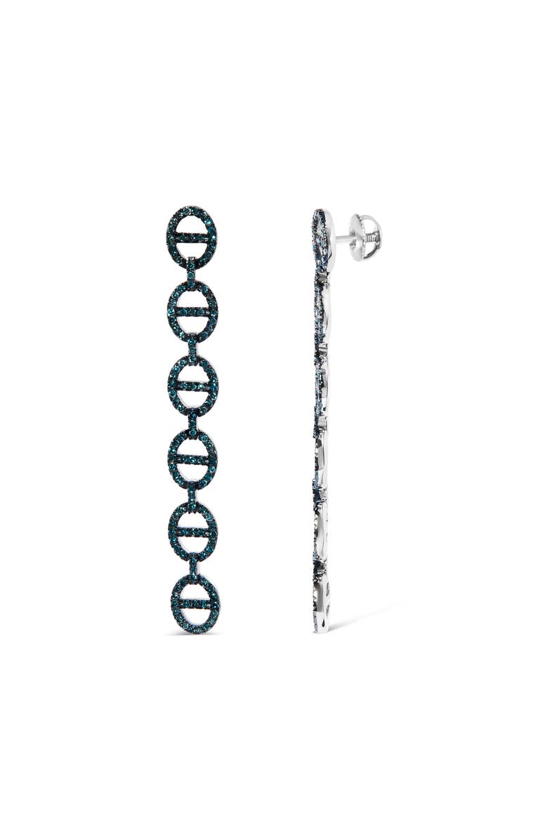 Haus of Brilliance Sterling Silver 1.0 Cttw Blue Diamond Linked Circle Drop Earrings, Alternate, color, Silver
