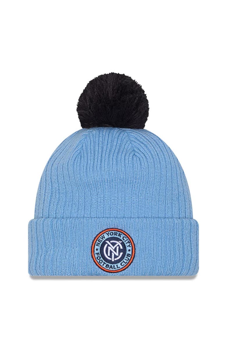 New Era Men's New Era  Light Blue New York City FC 2025 Jersey Hook Cuff Knit Hat with Pom, Main, color, 