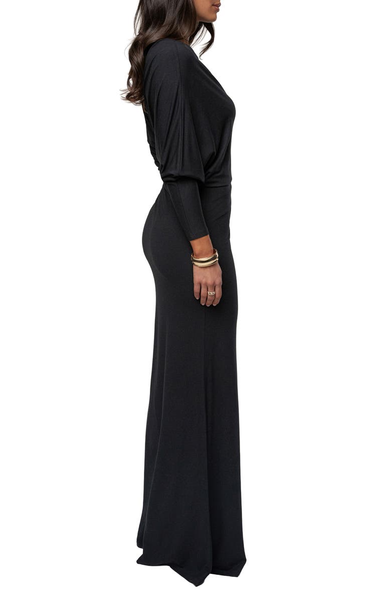 JLUXLABEL Eternal Obession One-Shoulder Long Sleeve Maxi Dress, Alternate, color, Black