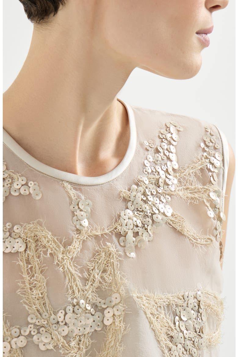 Top with dazzling seabed embroidery, Alternate, color, Beige