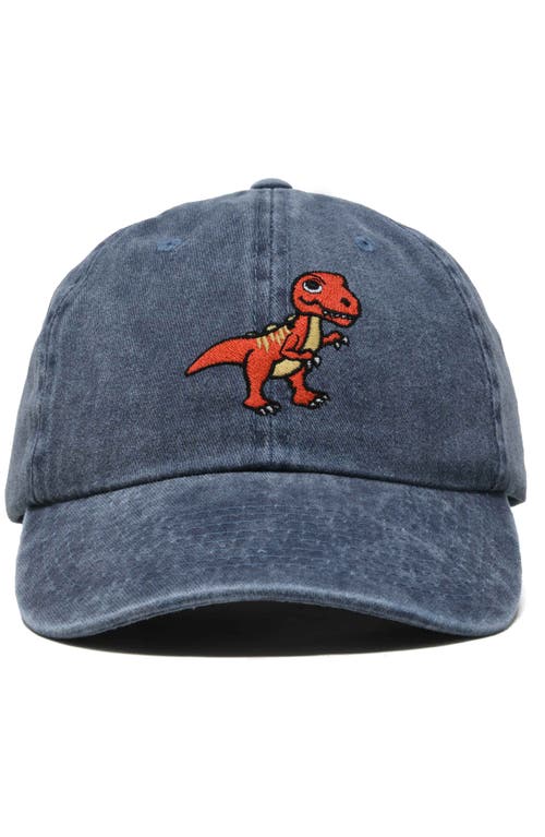 Dalix T-rex Embroidered Casual Cap In Washed Navy Blue