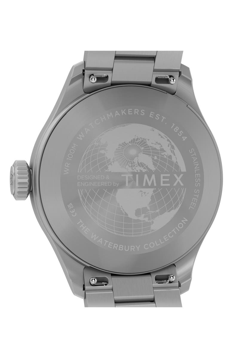 Timex<sup>®</sup> Waterbury Ace 41mm Stainless Steel Bracelet Watch, Alternate, color, Black/ Silver-Tone