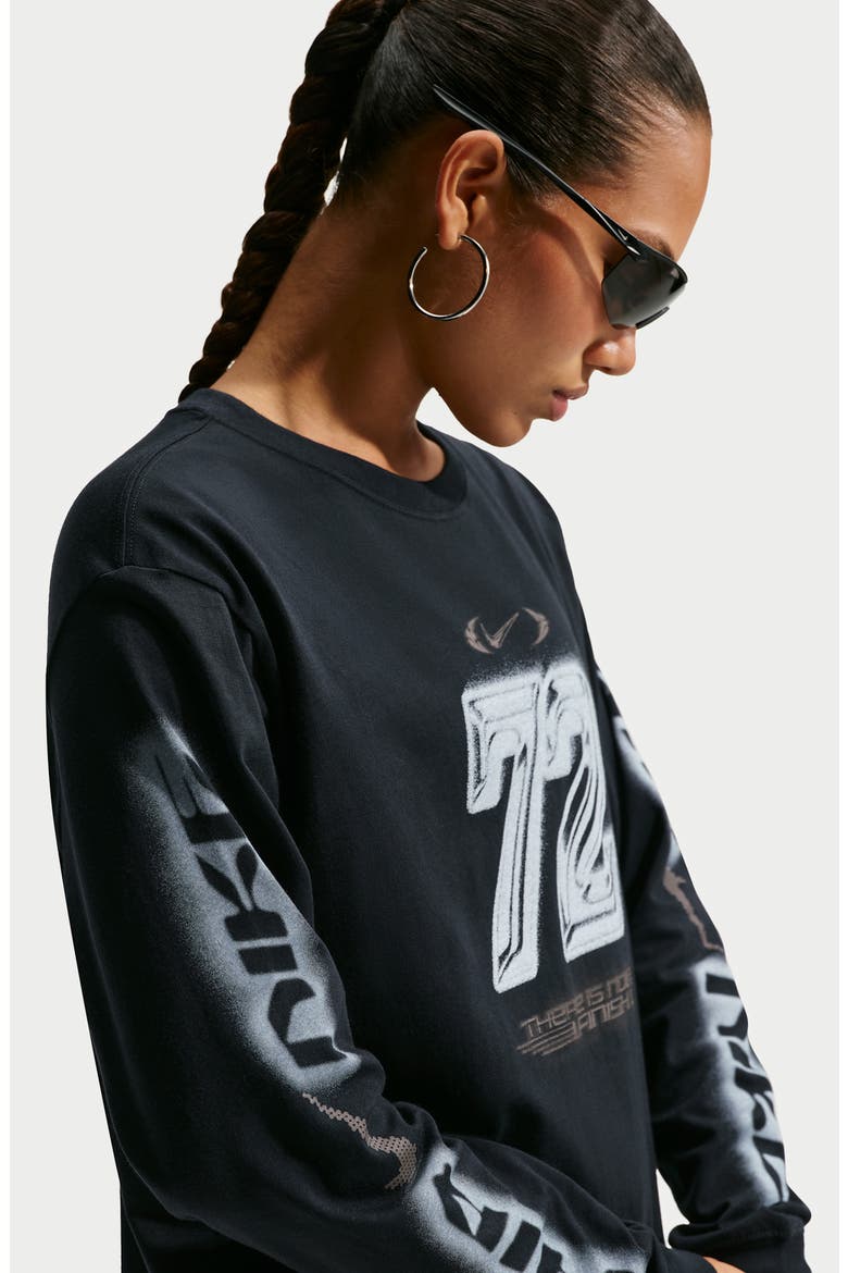 Sportswear Airbrushed Graphic Long Sleeve T-Shirt, Alternate, color, BLACK