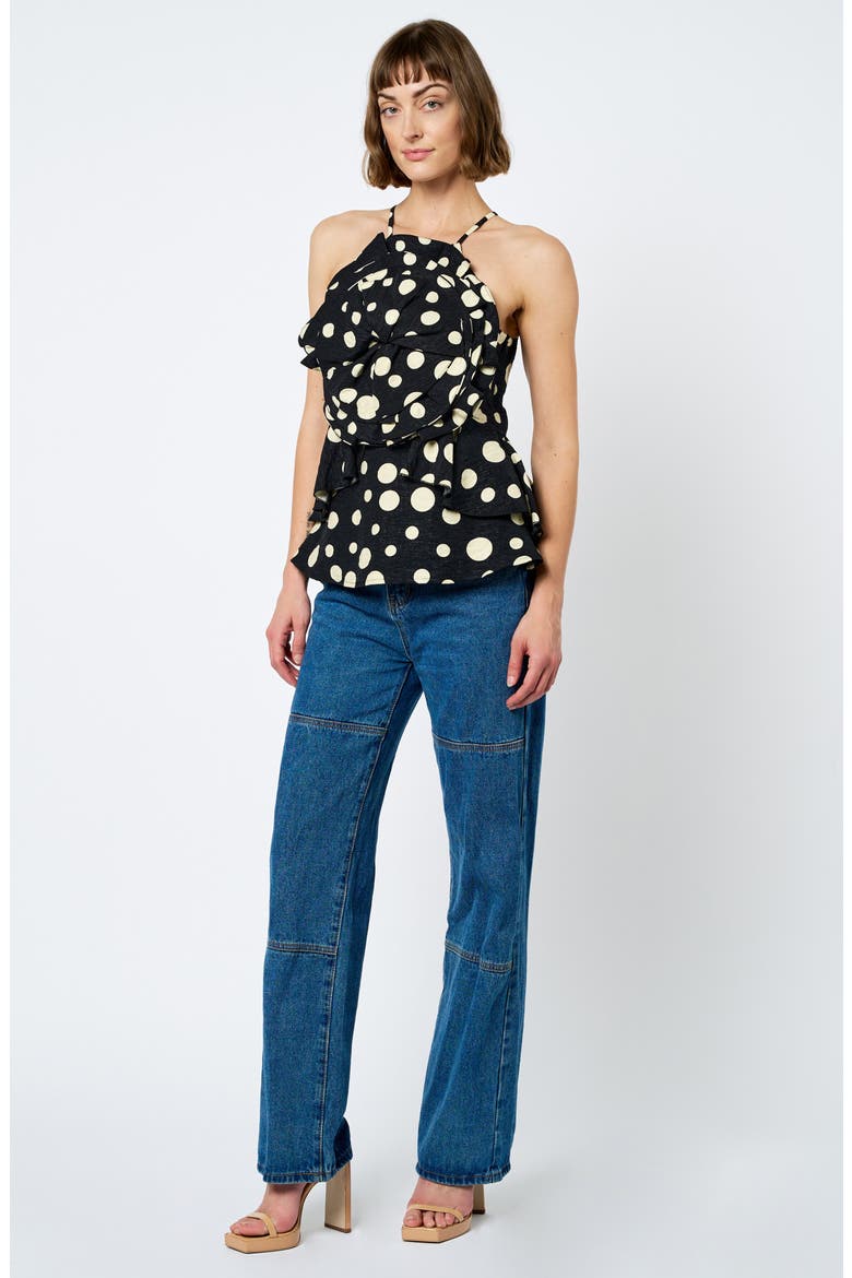 Vietta Ruffle Peplum Camisole, Alternate, color, BLACK