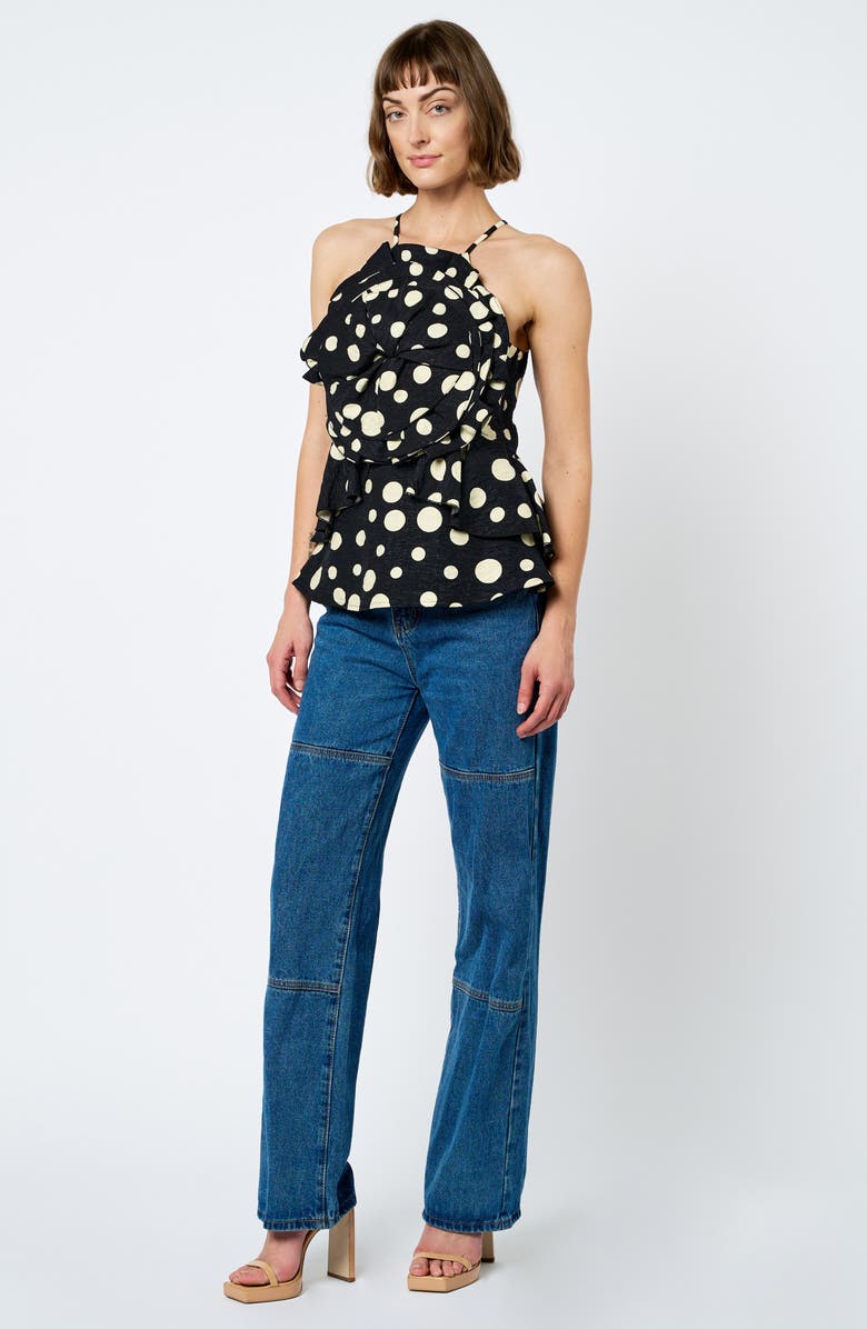 CIEBON Vietta Ruffle Peplum Camisole, Alternate, color, Black