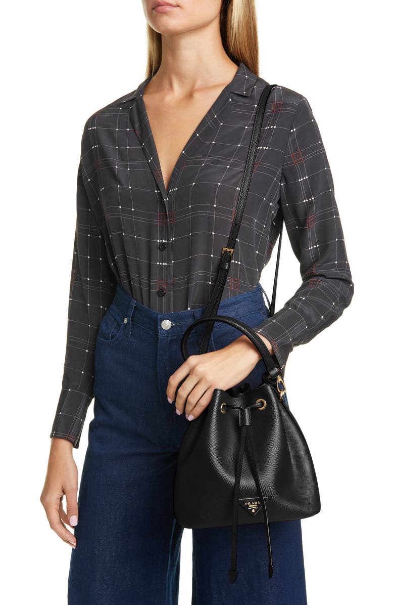 Prada Saffiano Leather Bucket Bag, Alternate, color,