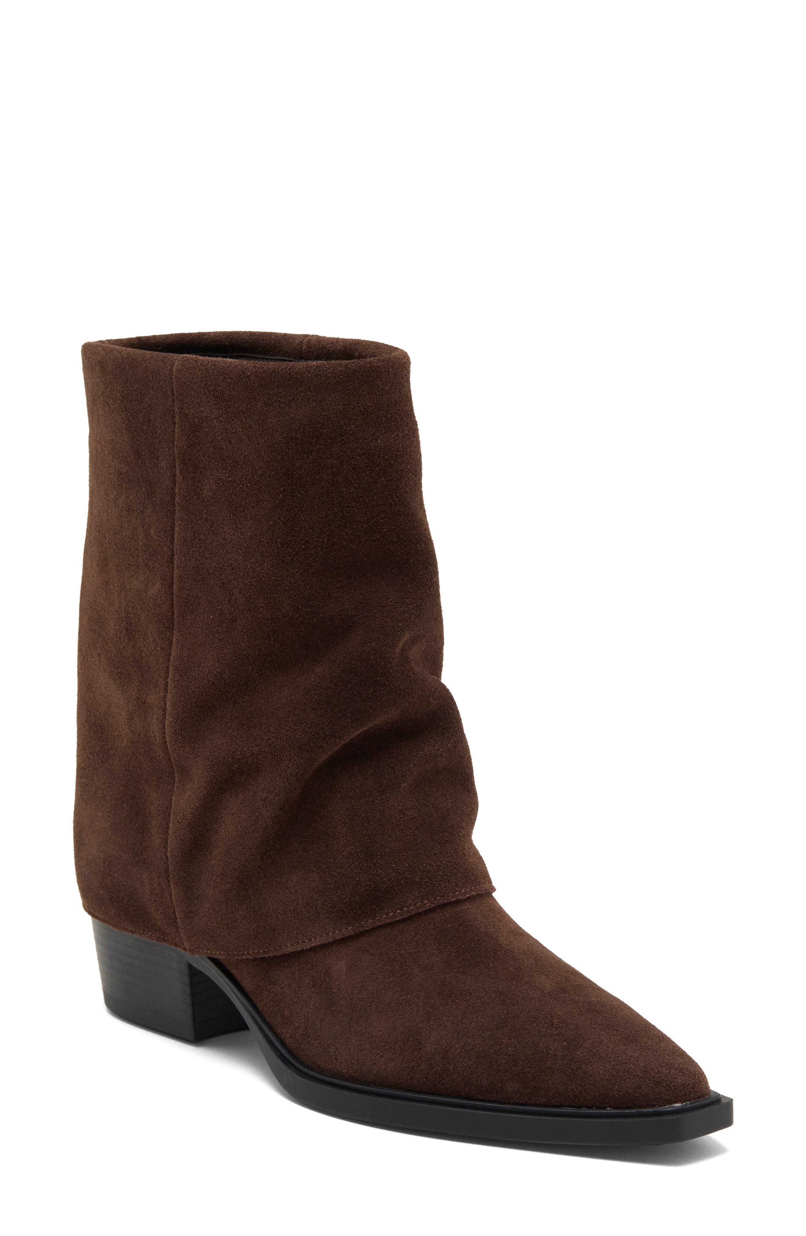 Veina Leather Bootie, Main, color, BROWN SUEDE