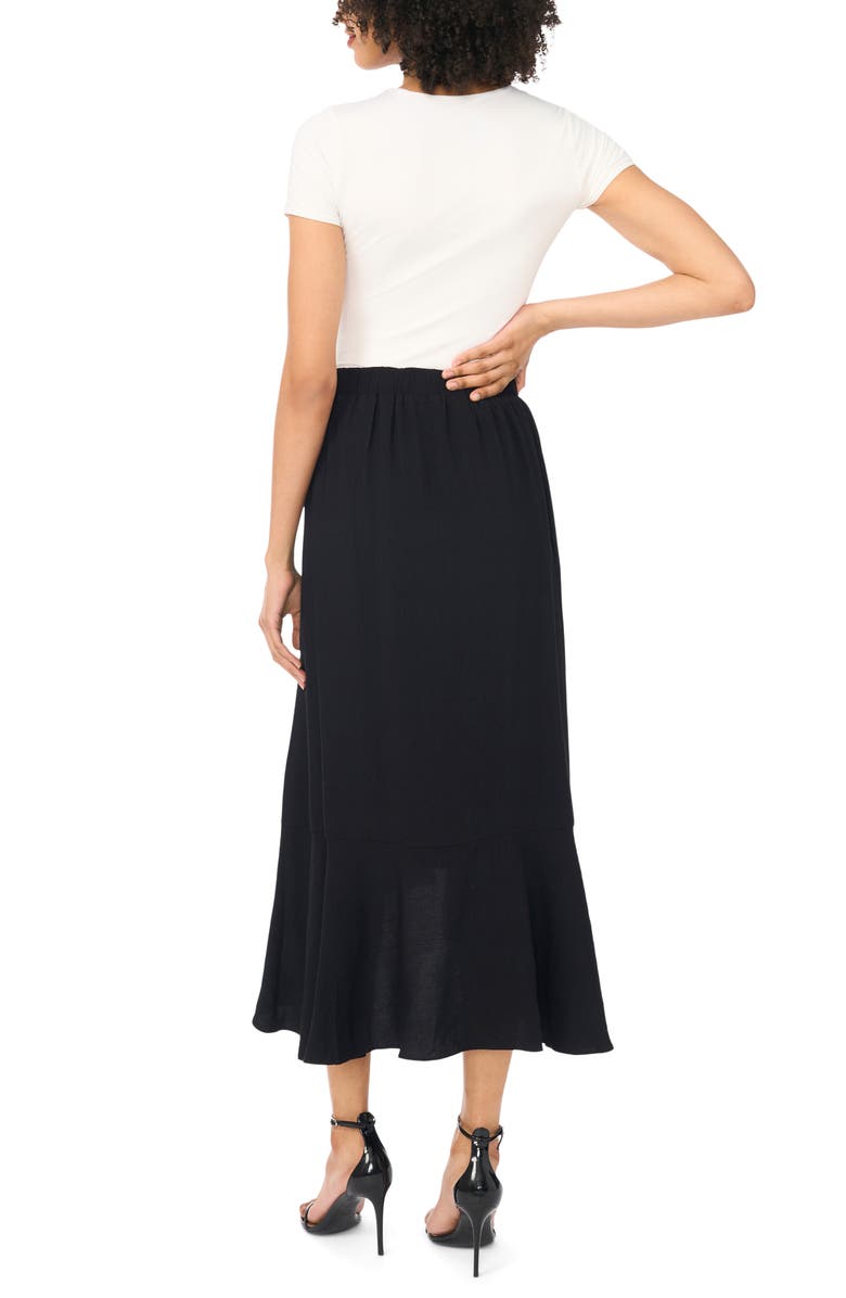 Vince Camuto Ruffle High-Low Midi Skirt, Alternate, color, Rich Black