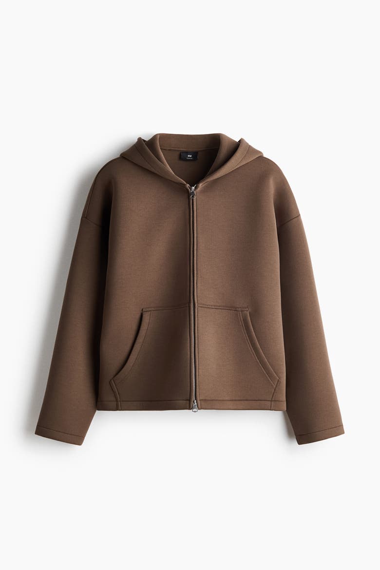 Oversized Scuba Knit Hooded Jacket, Alternate, color, Dark taupe