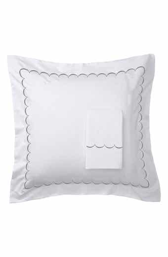 MELANGE HOME Set of 2 Scallop Embroidered 600 Thread Count 100% Cotton Euro Shams