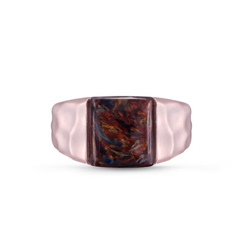 Red Pietersite Textured Sterling Silver Men Signet Ring