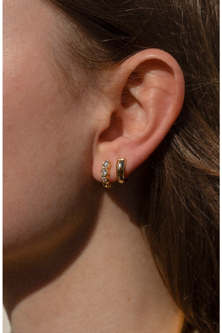 Vince Huggie Hoop Earrings, Alternate, color, 14K GOLD PLATED