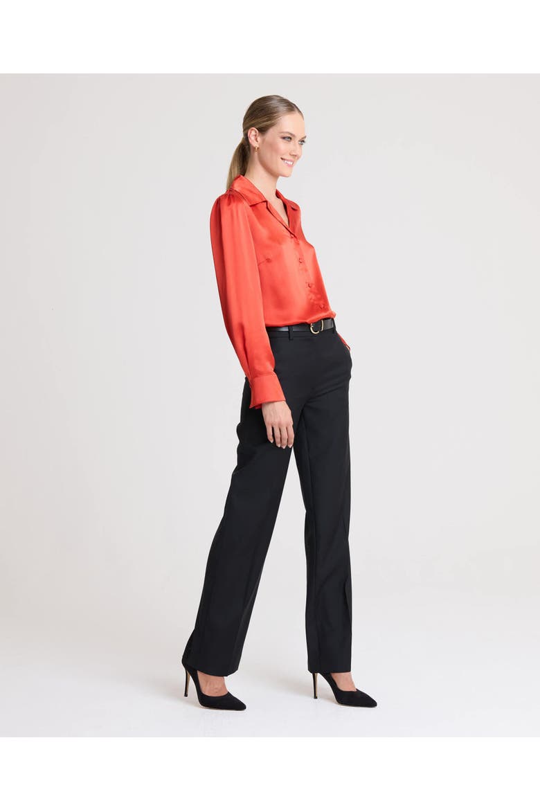 Beatrice Silk Satin Collar Shirt, Main, color, Red