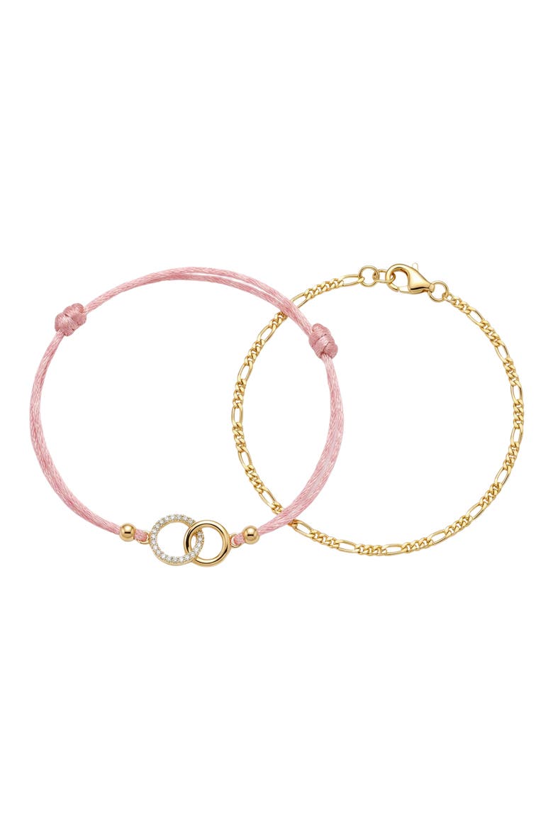 Set of 2 Friendship Bracelets, Main, color, GOLD/ PINK