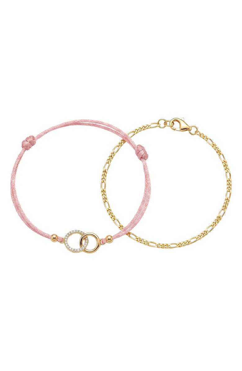 ARGENTO VIVO Set of 2 Friendship Bracelets, Main, color, Gold/ Pink