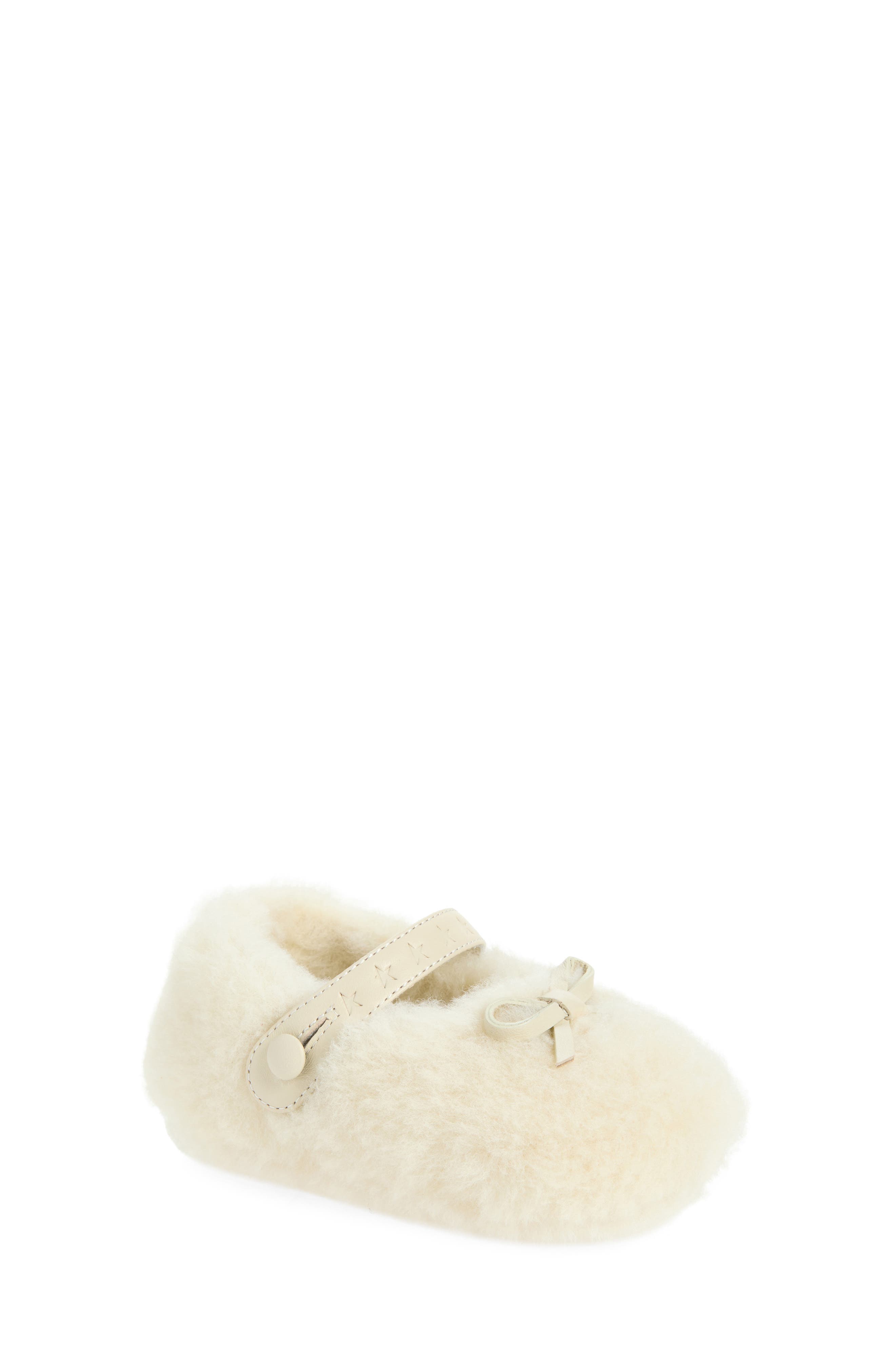 Kids' Sofi Genuine Shearling Ballerina Flat, Main, color, OFF WHITE