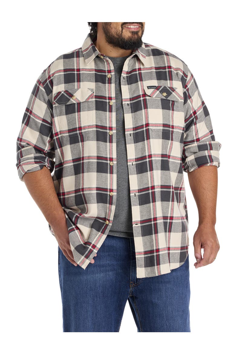 Big & Tall Flare Stretch Flannel Sport Shirt, Main, color, DARK STONE
