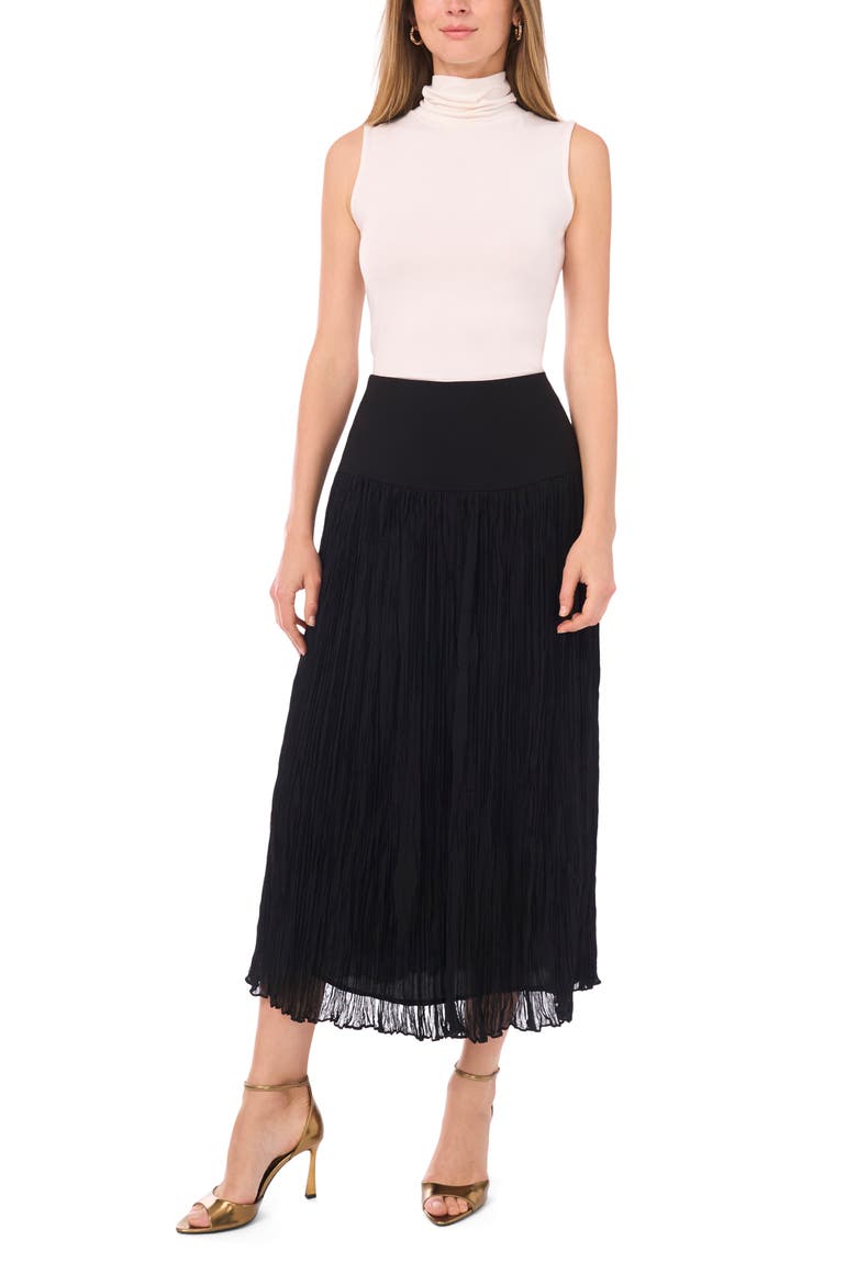Crinkle Midi Skirt, Alternate, color, RICH BLACK
