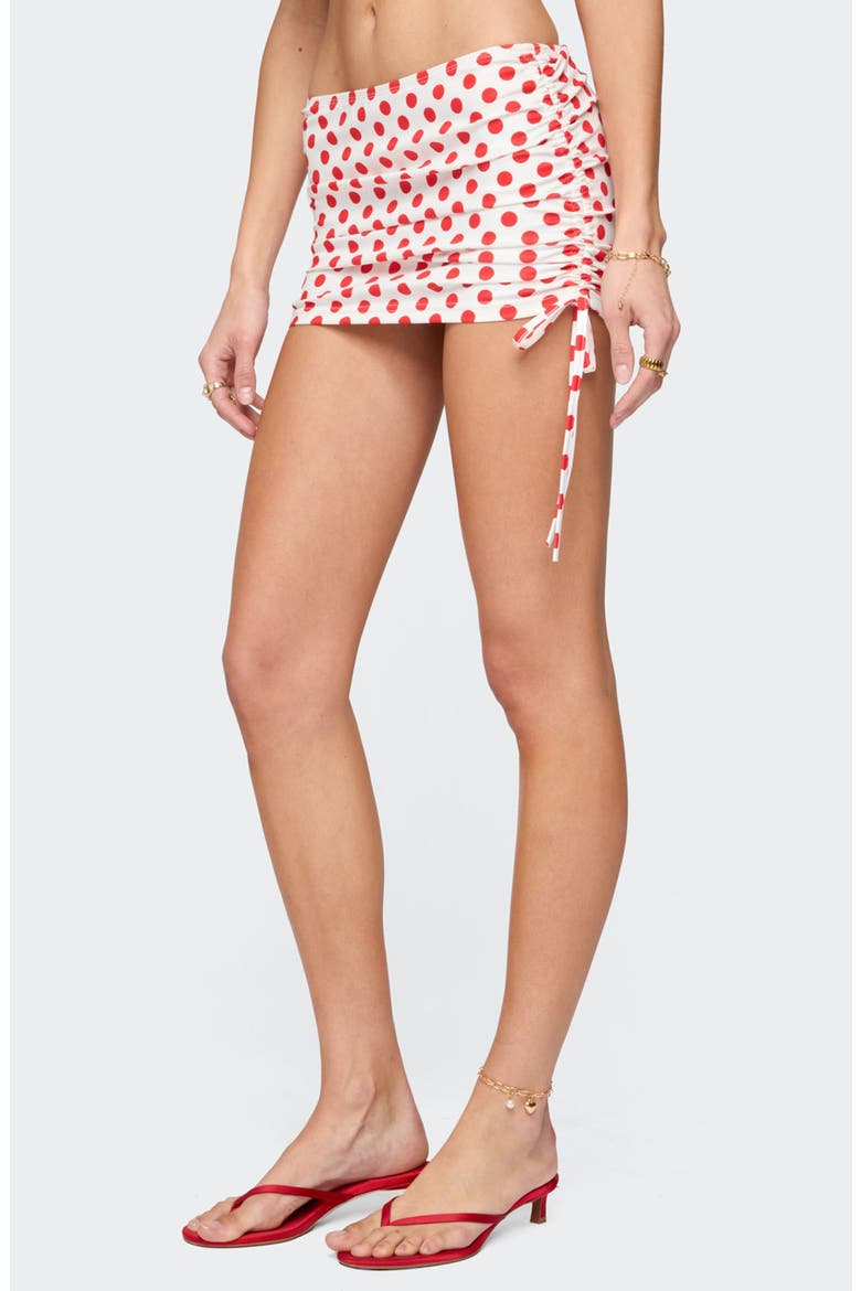 Zoe Dot Drawstring Miniskirt, Alternate, color, RED-AND-WHITE