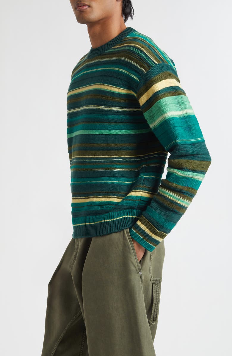 JW Anderson Stripe Extrafine Merino Wool Sweater, Alternate, color, Green/ Multi