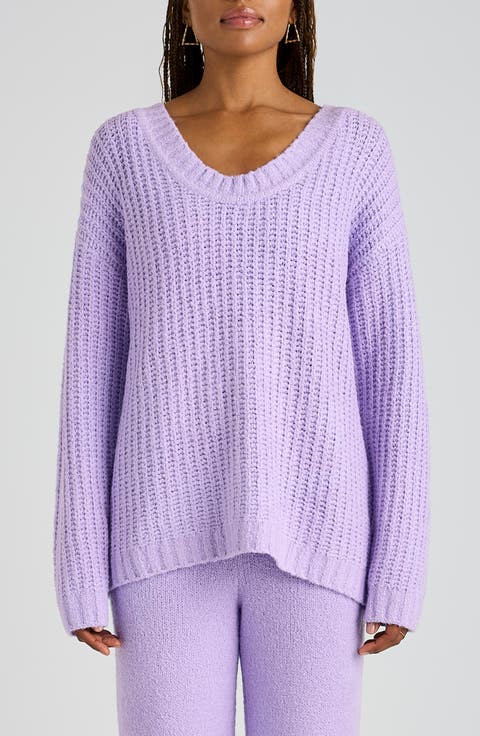 Open Stitch V-Neck Pullover