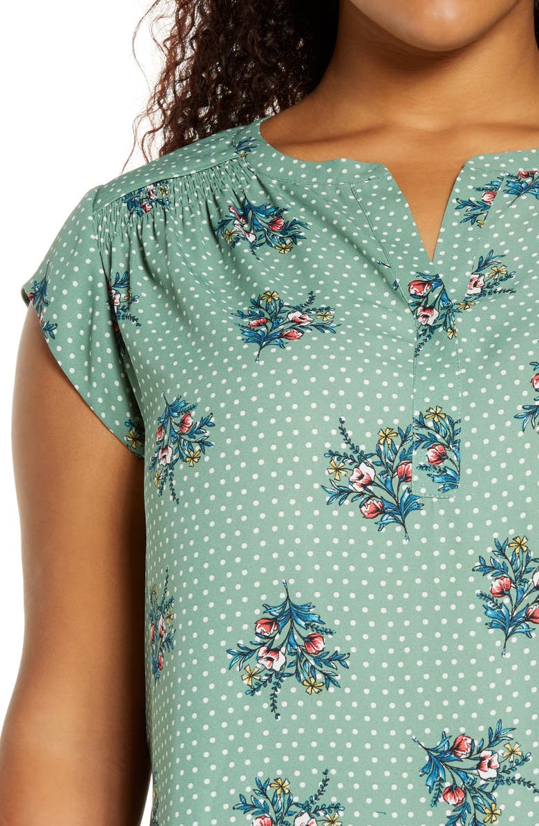Daniel Rainn Floral Crepe Top, Alternate, color, Sage