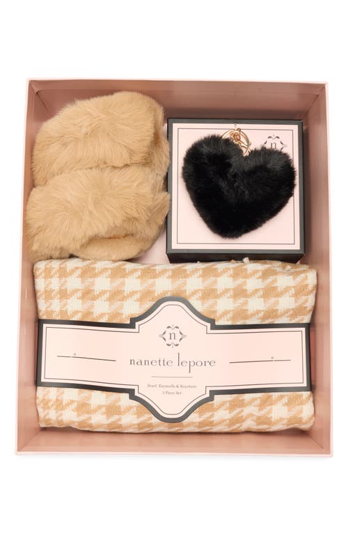 Nanette Lepore Scarf, Earmuff & Keychain Accessory Set In Neutral