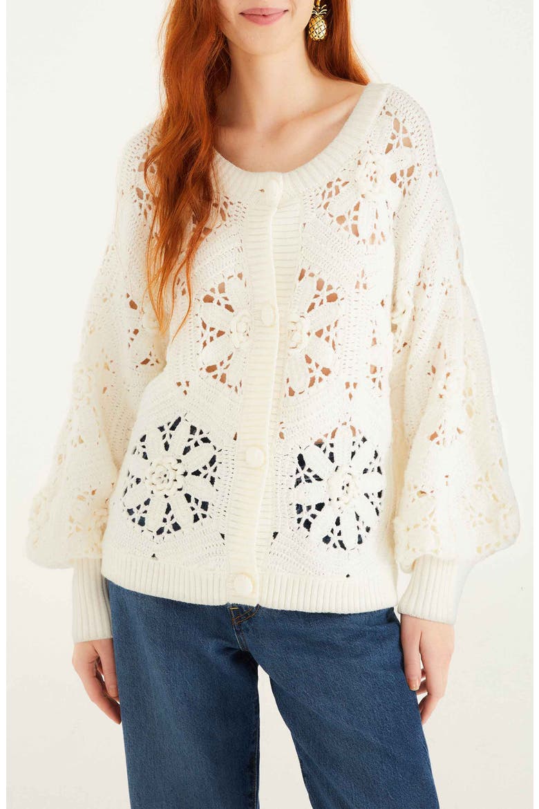 3D Flower Cardigan, Main, color, OFF-WHITE