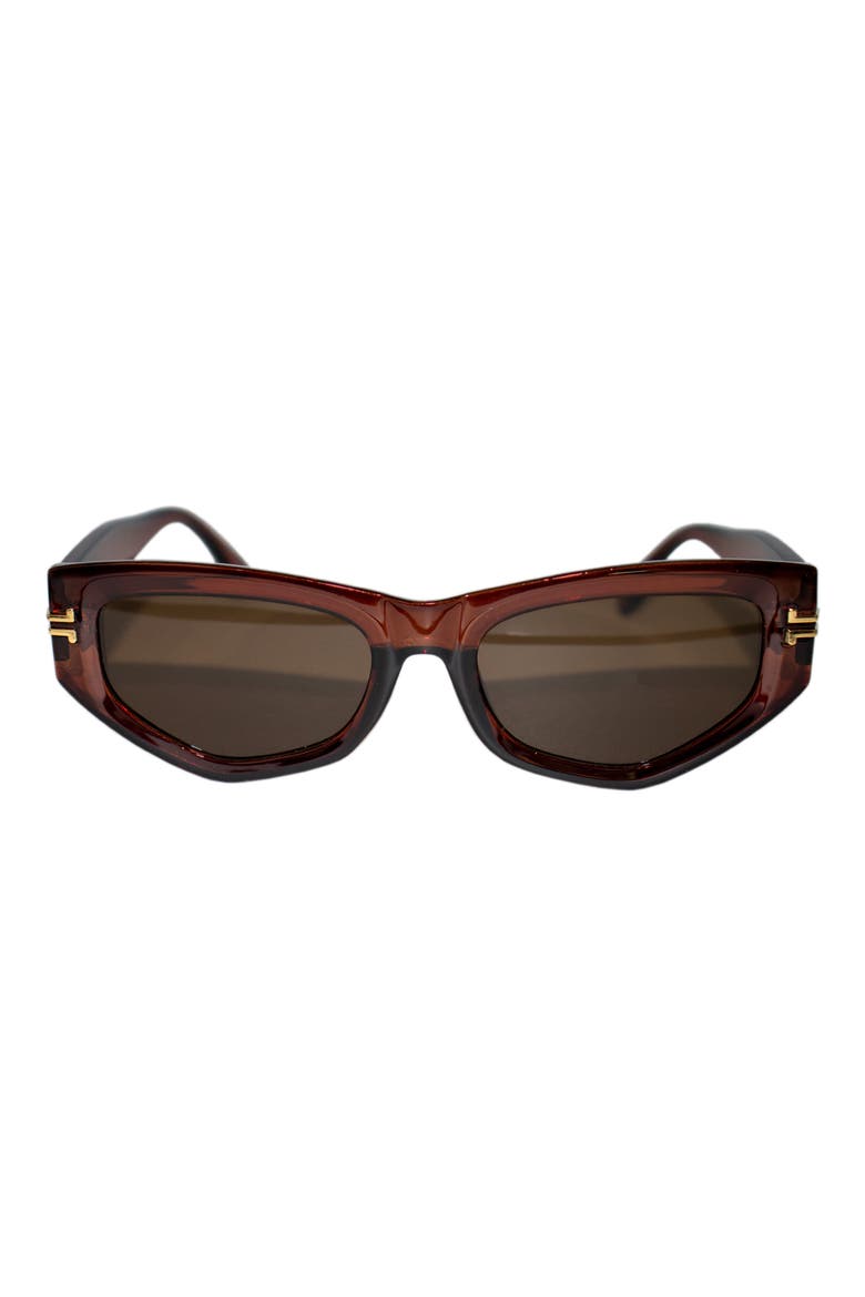 Wren 52mm Polarized Geometric Sunglasses, Main, color, BROWN/ BROWN