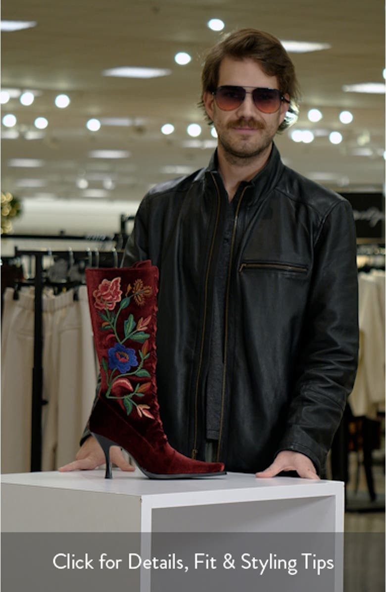 Joyeux Floral Lace-Up Knee High Boot, sales video thumbnail