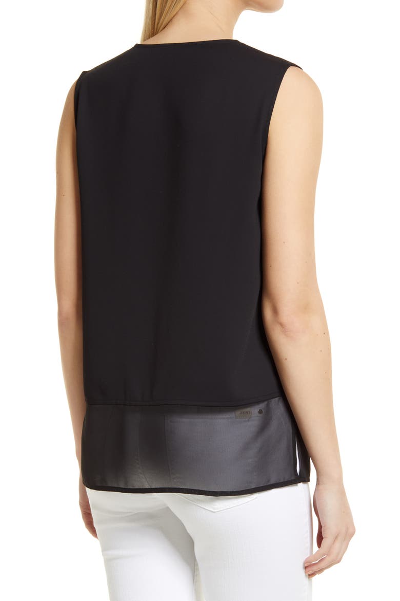Sheer Hem Crêpe de Chine Tank Top, Alternate, color, BLACK