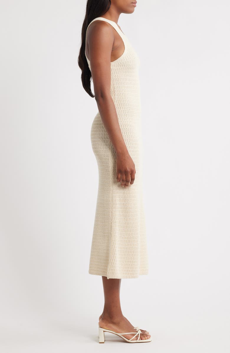 VERO MODA Malavi Open Stitch Midi Sweater Dress, Alternate, color, Birch