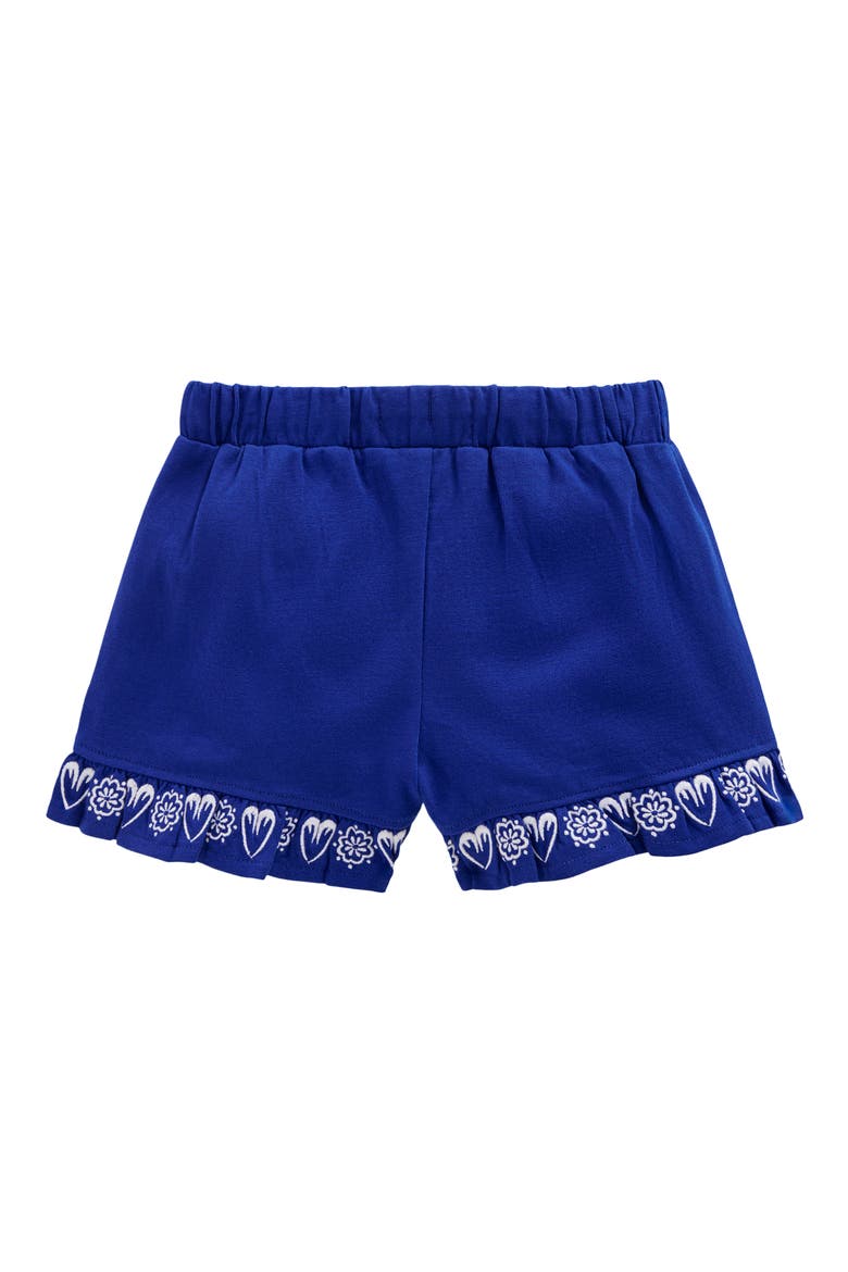 Kids' Embroidered Cotton Jersey Shorts, Alternate, color, BRIGHT BLUE EMBROIDERY