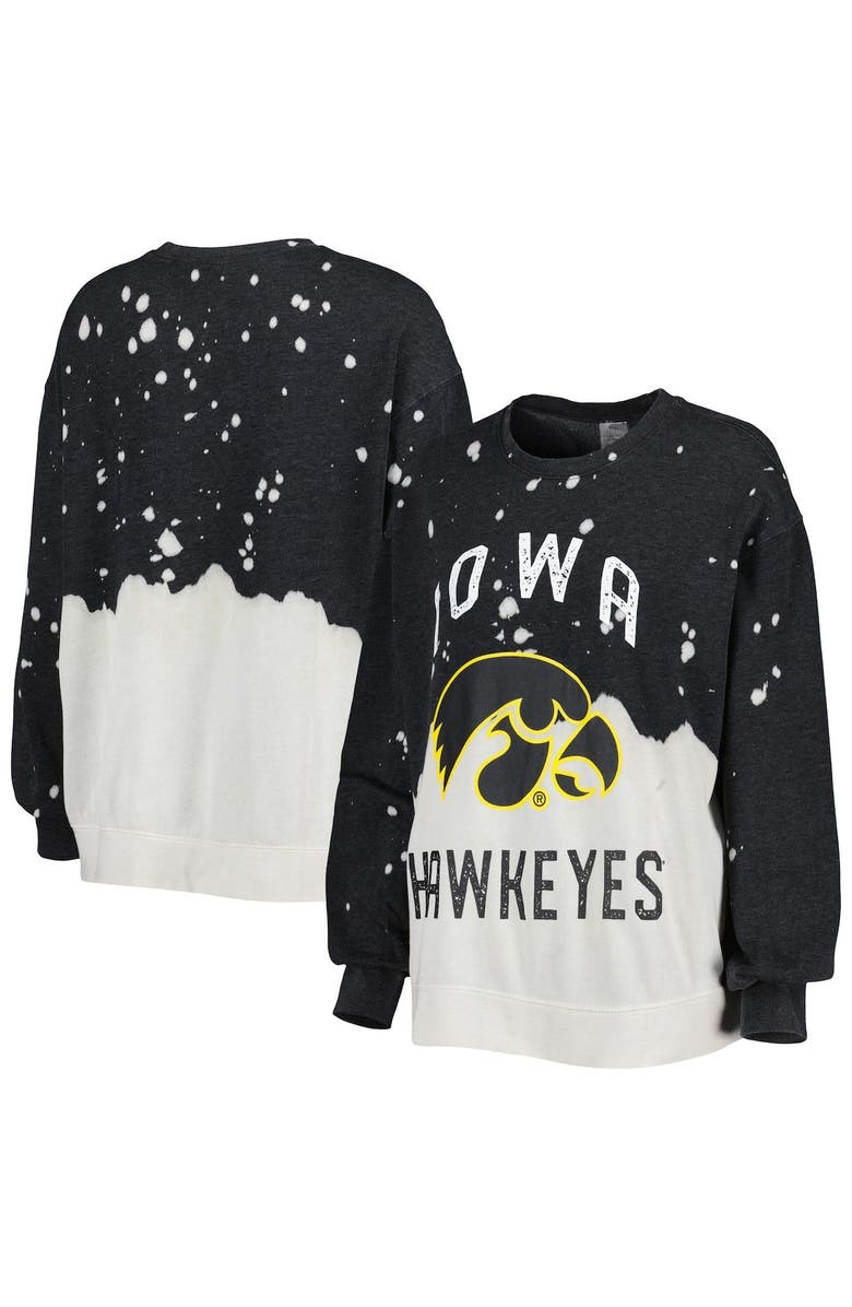 GAMEDAY COUTURE Women's Gameday Couture Black Iowa Hawkeyes Twice As Nice Faded Dip-Dye Pullover Long Sleeve Top, Alternate, color, Black