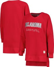 PRESSBOX Women's Pressbox Crimson Oklahoma Sooners Steamboat Animal Print Raglan Pullover Sweatshirt