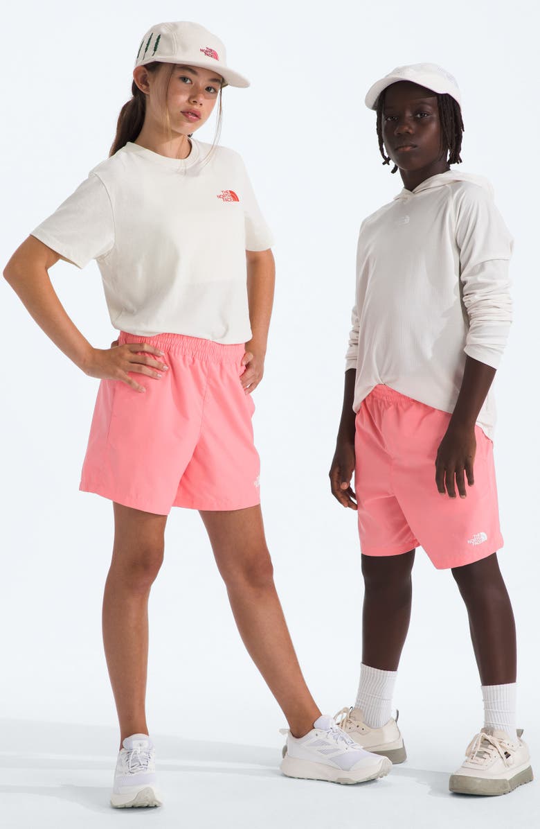 The North Face Kids' Class V FlashDry<sup>™</sup> Shorts, Alternate, color, Coral Crush Logo Weather Topo