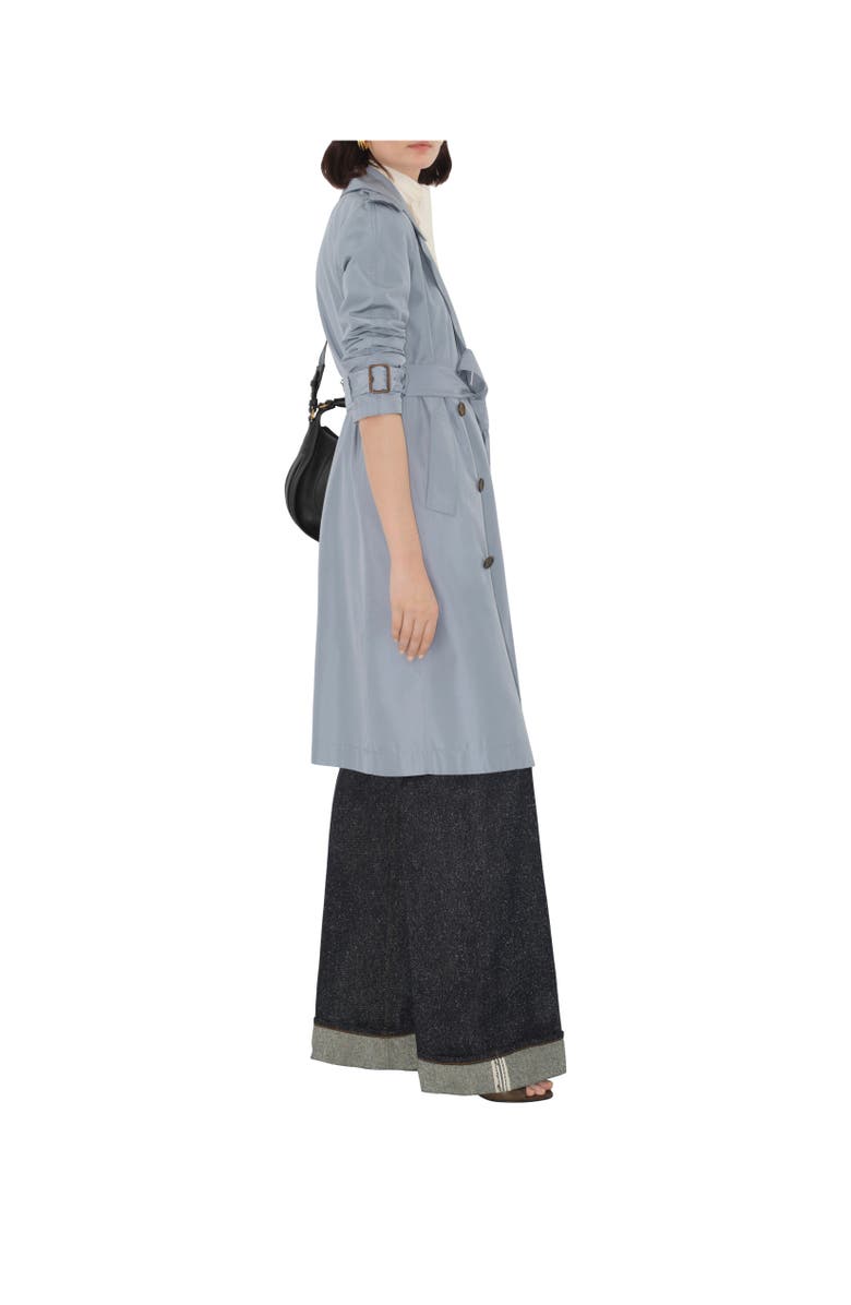 Burberry Long Silk Trench Coat, Alternate, color, Gale