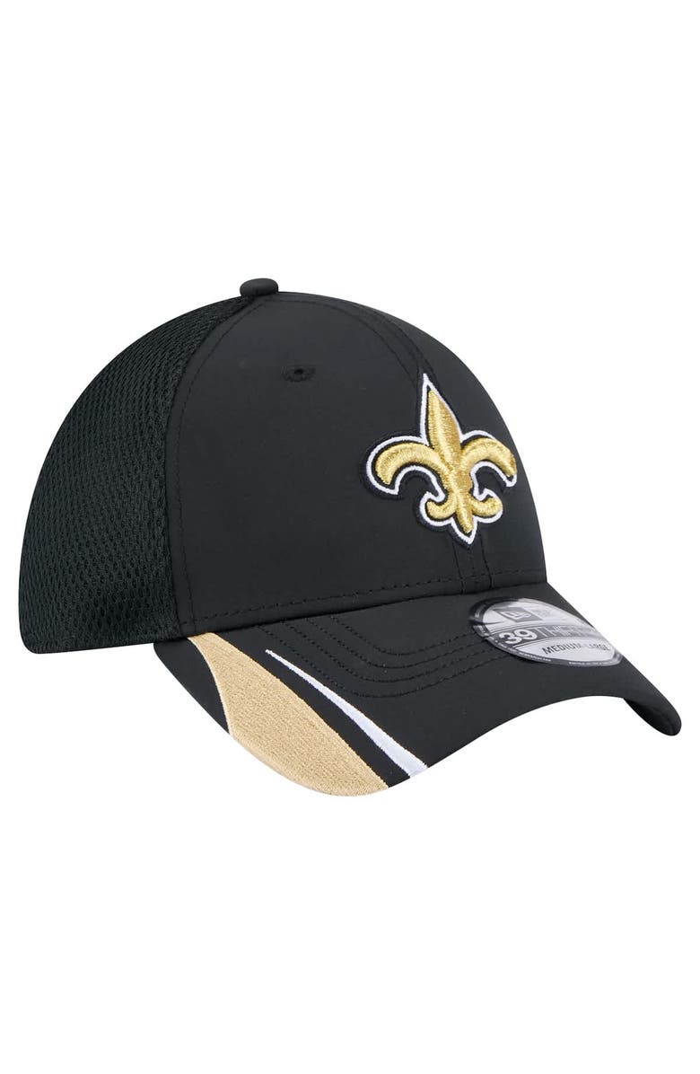 New Era Men's New Era  Black New Orleans Saints Game Day Linear 39THIRTY Flex Hat, Alternate, color, 