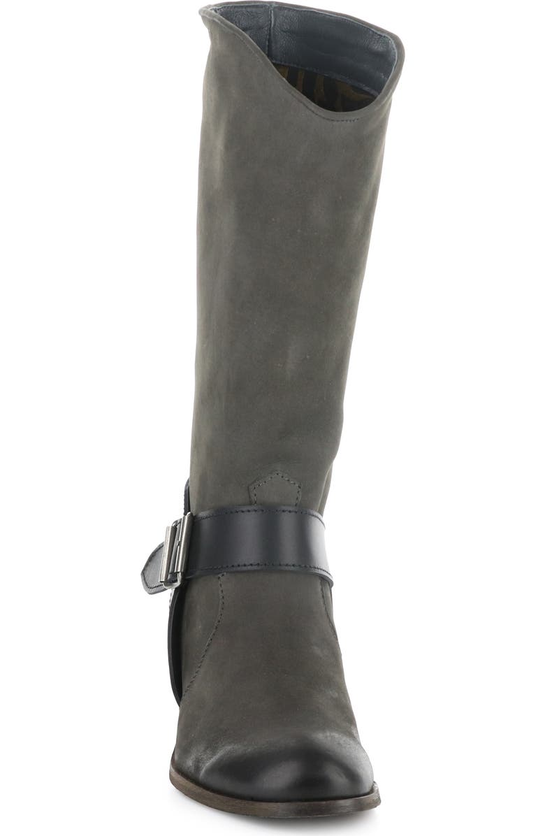 Fly London Harness Belt Block Heel Boot, Alternate, color, 002 Grey/ Black Oil Nobuck