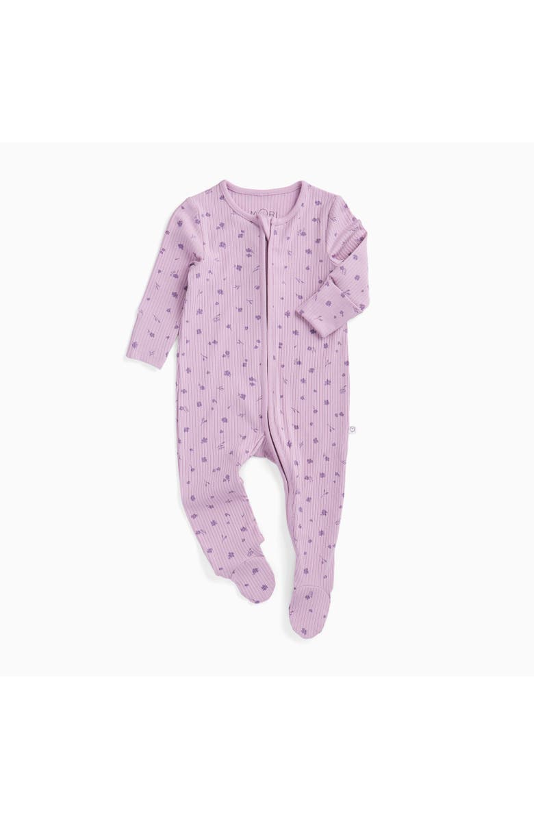 MORI Floral Ribbed Two Way Zip-Up Sleepsuit, Main, color, Lilac Floral