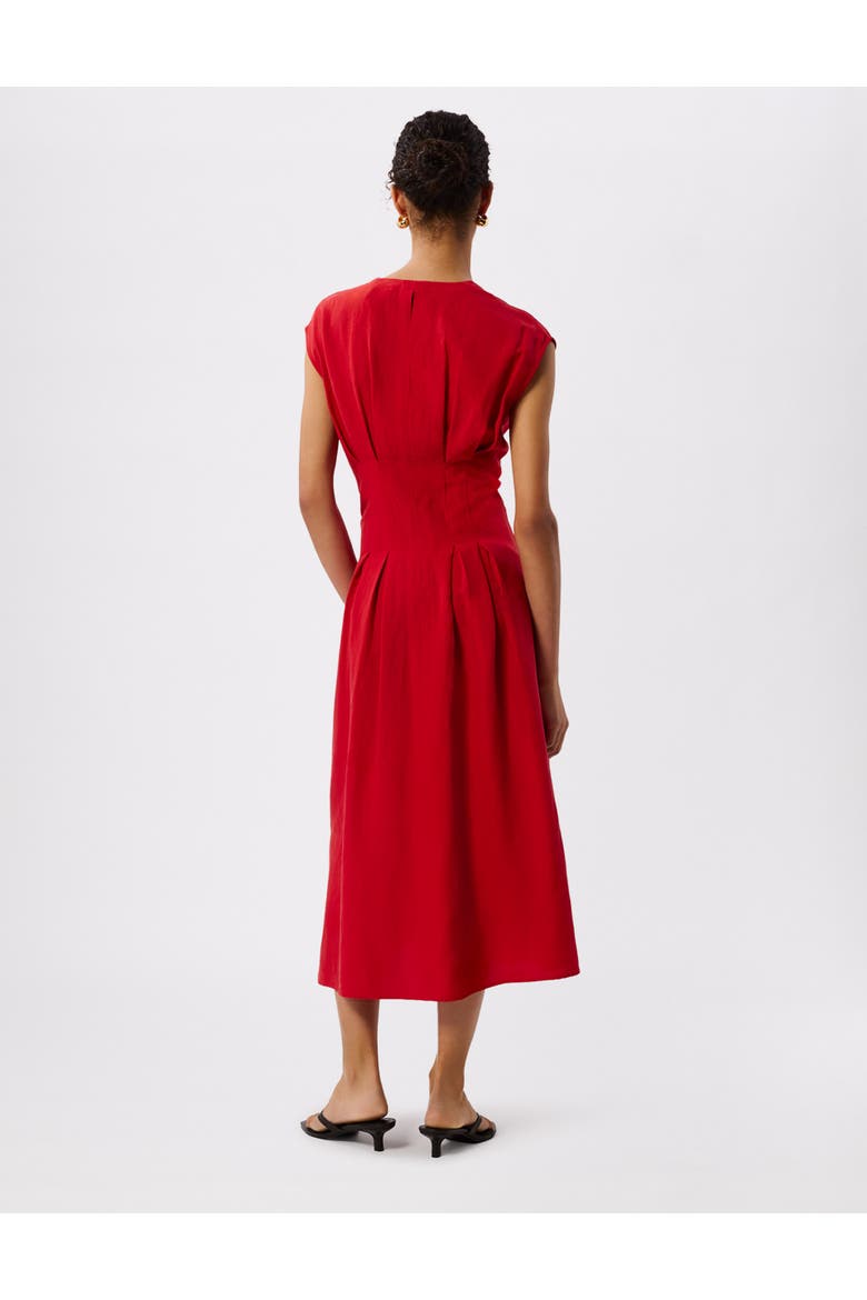 Panel Linen Blend Dress, Alternate, color, Red