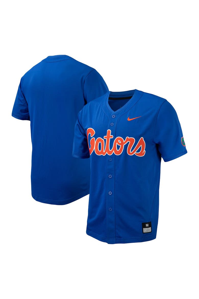 Men's Nike Royal Florida Gators Replica Full-Button Baseball Jersey, Alternate, color, Royal