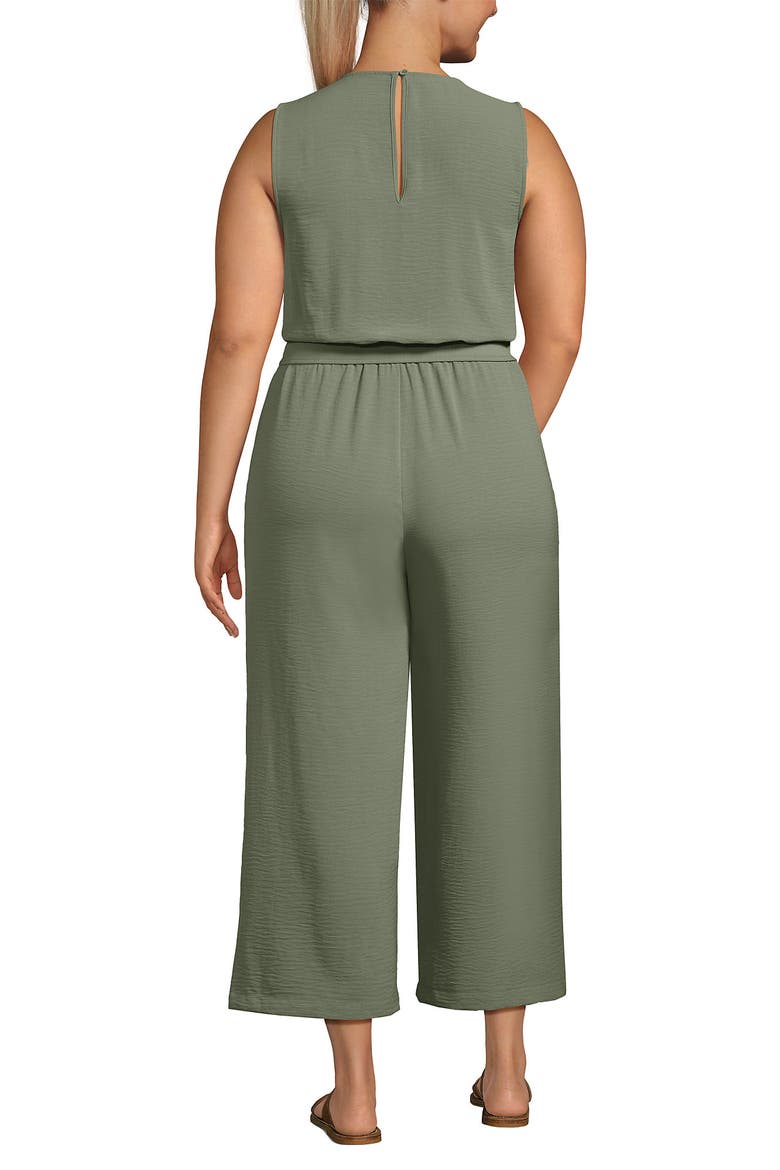 Plus Size Sleeveless Creaseless Wrap Jumpsuit, Alternate, color, Sage
