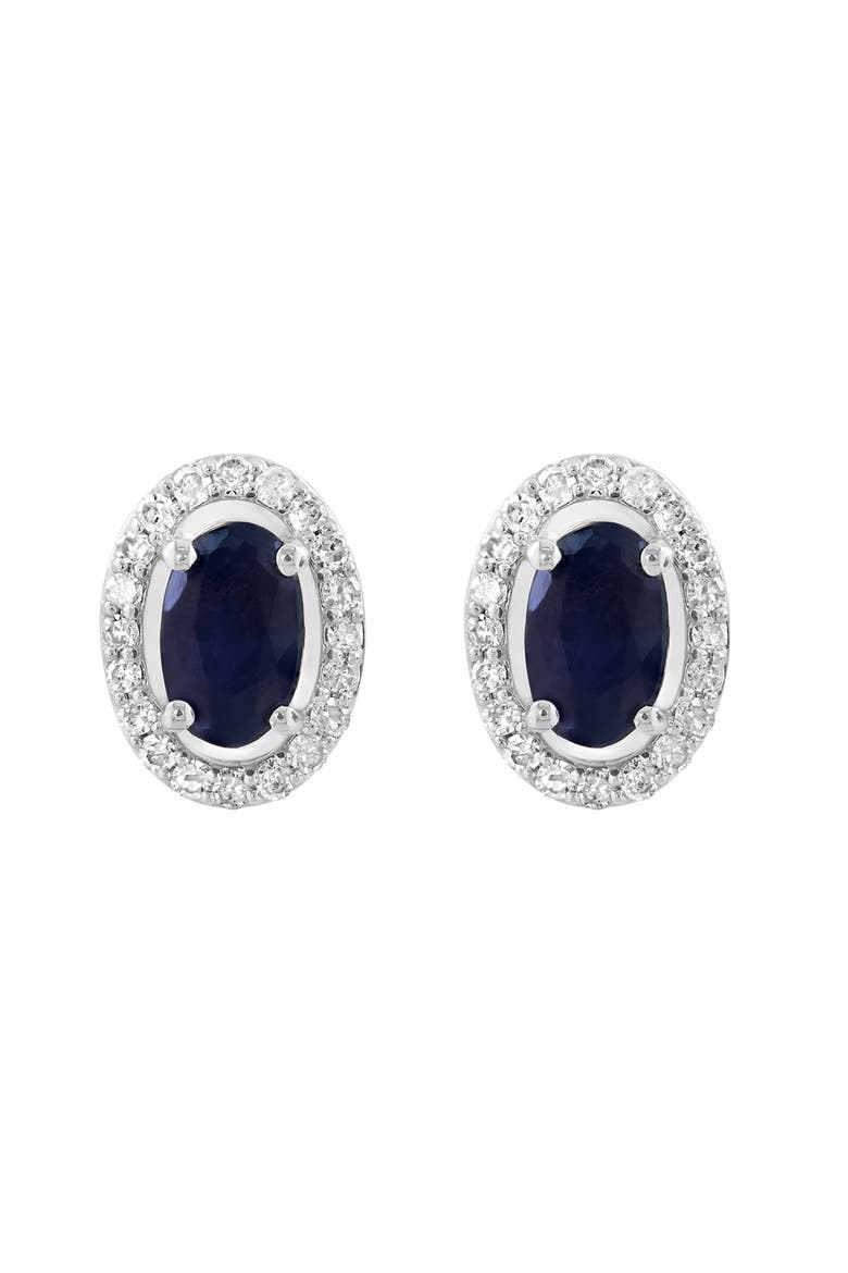 Sterling Silver Sapphire & Diamond Stud Earrings, Alternate, color, BLUE