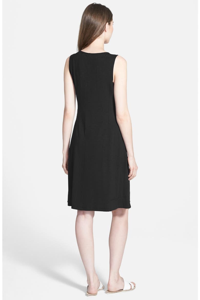 V-Neck Jersey Fit & Flare Dress, Alternate, color, BLACK
